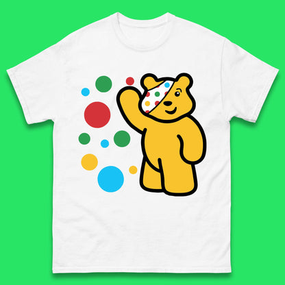 Spotty Pudsey Bear Hand Waving Dotty Spot Fundraising Children In Need Spotty Bear Spotty Day Mens Tee Top