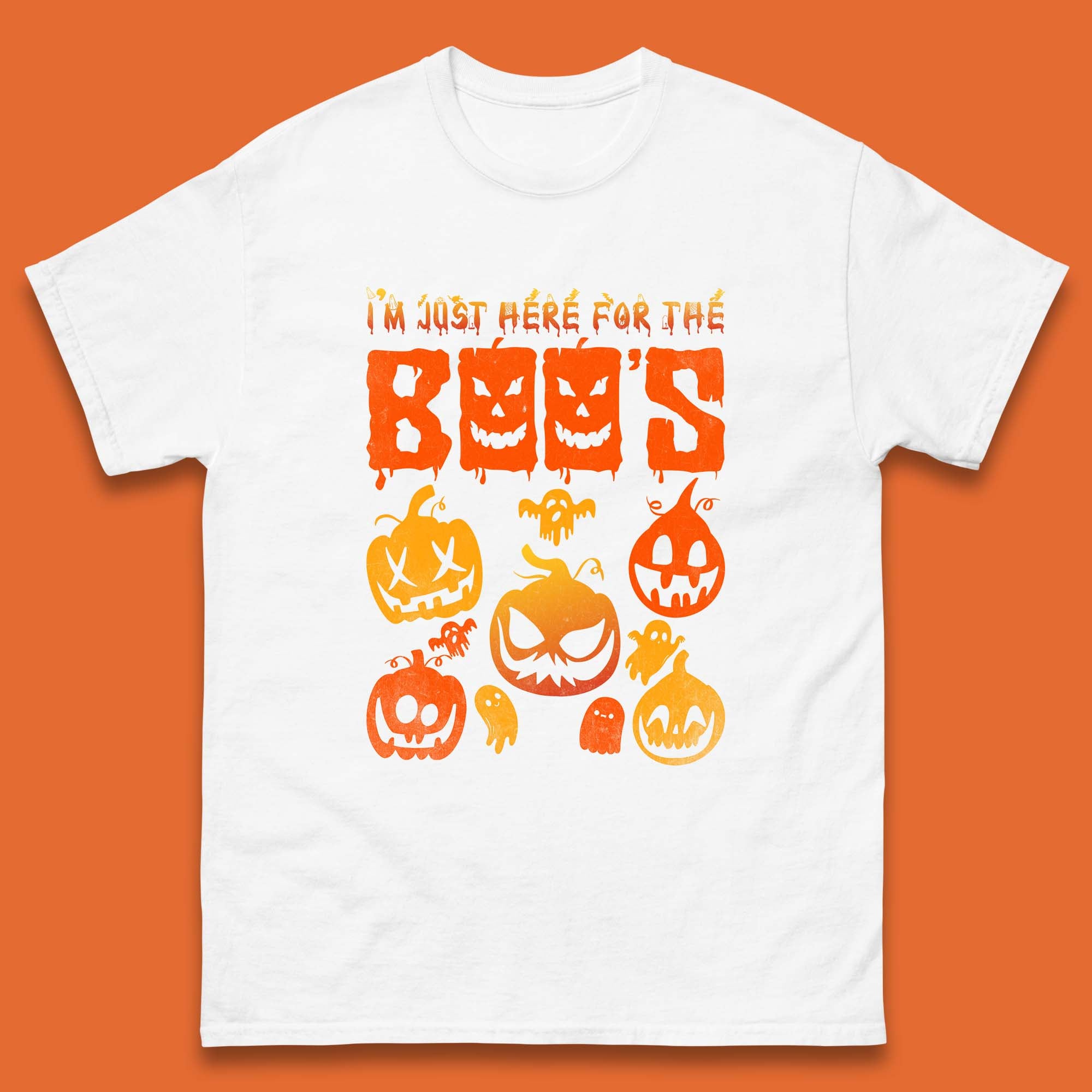 I'm Just Here For The Boos Halloween Funny Pumpkin Ghost Boos Jack-o-lantern Mens Tee Top