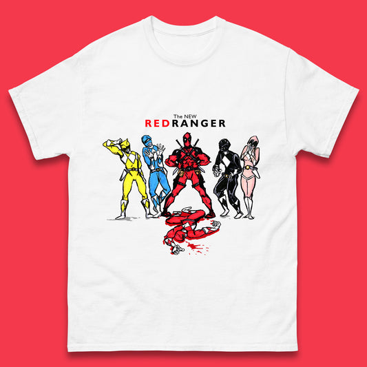 The New Red Ranger Deadpool (Marvel Comics) Vs Red Ranger (Power Rangers) Superhero Mens Tee Top