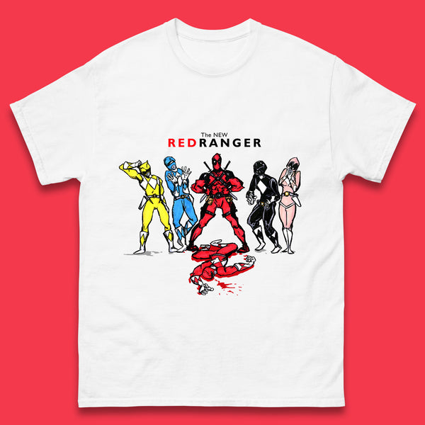 The New Red Ranger Deadpool (Marvel Comics) Vs Red Ranger (Power Rangers) Superhero Mens Tee Top