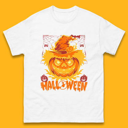 Halloween Scary Pumpkin Face Jack O Lantern Horror Halloween Night Mens Tee Top