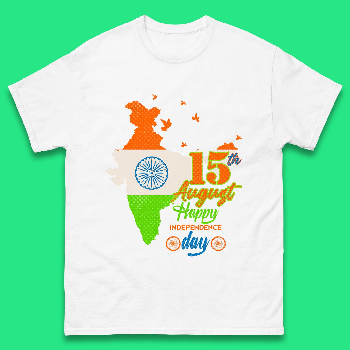 15th August India Happy Independence Day Patriotic Indian Map Flag Mens Tee Top