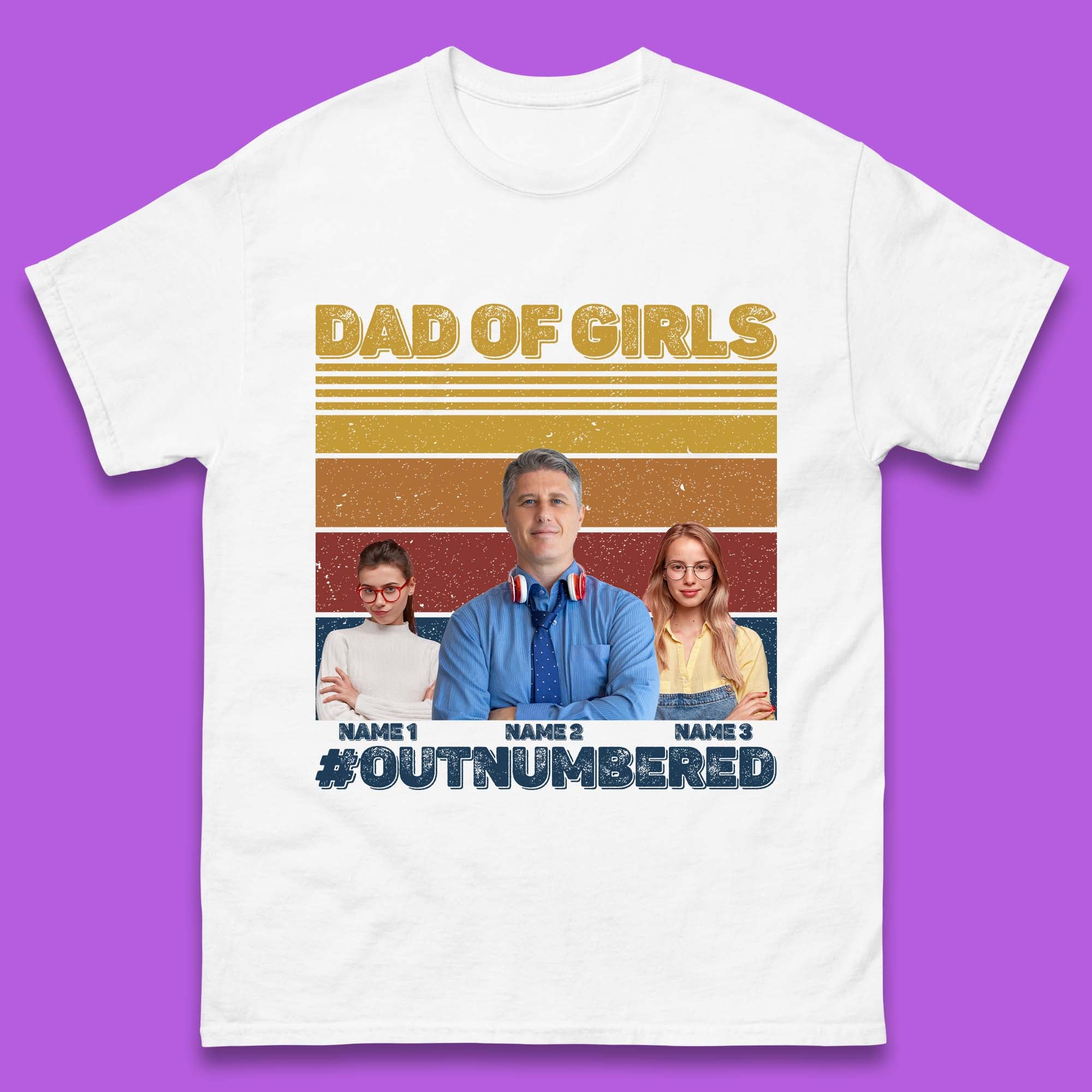 Personalised Dad Of Girls Mens T-Shirt