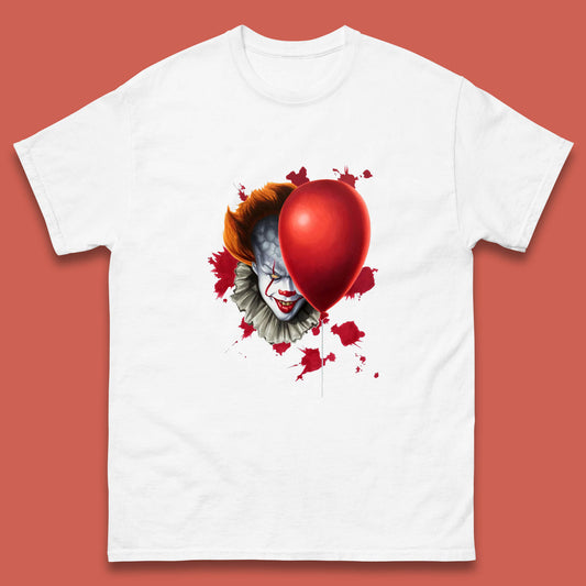 IT Pennywise Clown With Balloon Halloween Evil Clown Costume Horror Movie Serial Killer Mens Tee Top