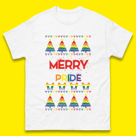 Merry Pride Christmas Trees Mens T-Shirt