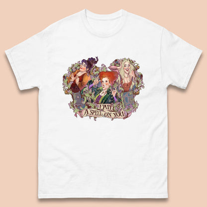 I Putt A Spell On You Halloween Sanderson Sisters Hocus Pocus Vintage Witches Mens Tee Top