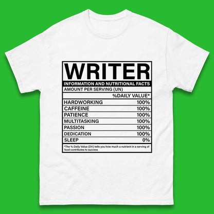 Writer Nutritional Facts Mens T-Shirt
