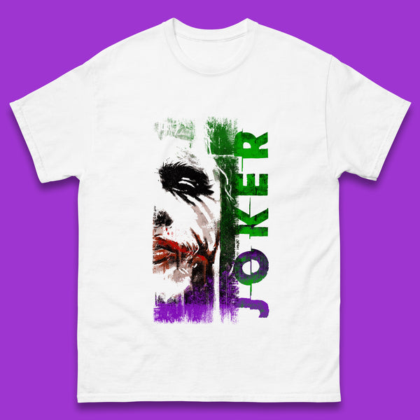 Joker Face Movie Villain Comic Book Character Supervillain Movie Poster Mens Tee Top