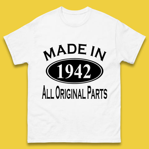 Made In 1942 All Original Parts Vintage Retro 81st Birthday Funny 81 Years Old Birthday Gift Mens Tee Top