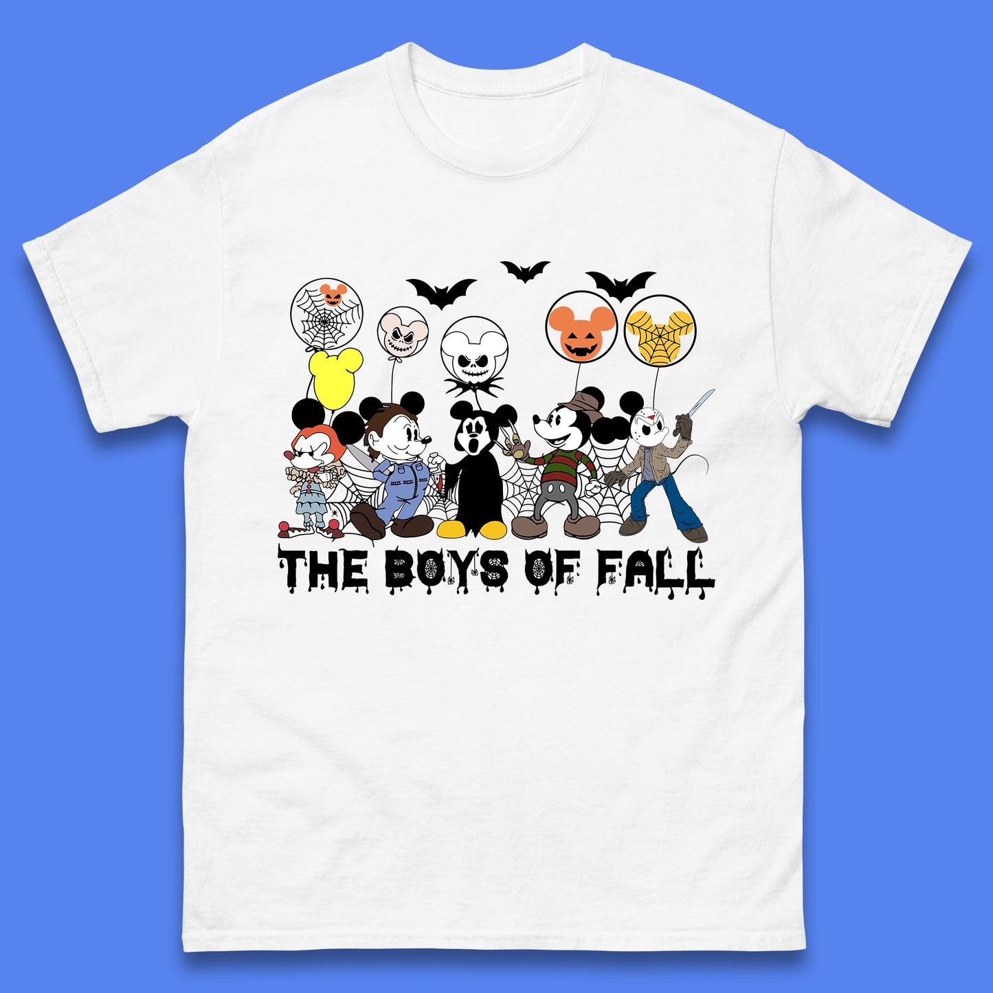 The Boys Of Fall Halloween Disney Mickey Mouse & Friends Horror Movie Characters Mens Tee Top