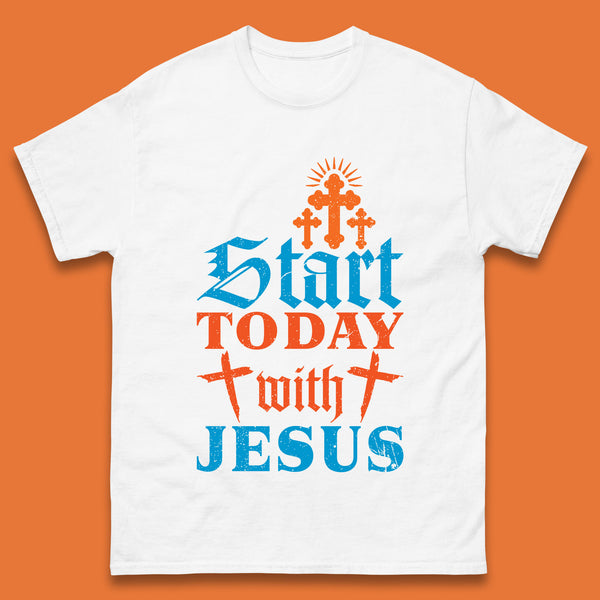 Start Today With Jesus Christian Beliefs Jesus Christ Religious Mens Tee Top