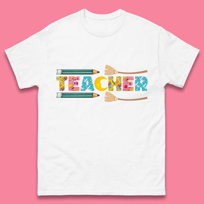 Halloween Teacher Spooky Teacher Ghost Halloween School Mens Tee Top