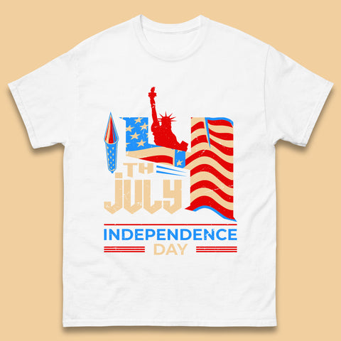 Statue Of Liberty 4th July USA Independence Day Celebration Fireworks Mens Tee Top