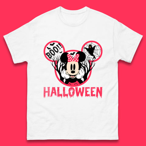 Disney Halloween Mickey Mouse Minnie Mouse Boo Ghost Horror Scary Disneyland Trip Mens Tee Top