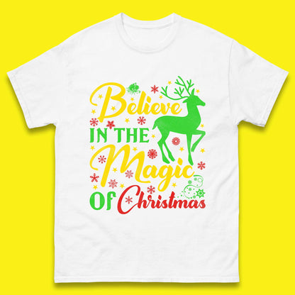 believe in the magic of christmas reindeer t shirt