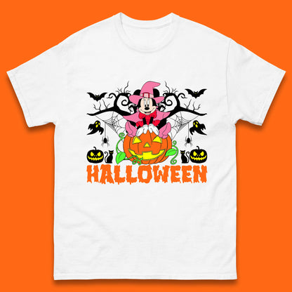 Disney Halloween Witch Minnie Mouse Sitting On Pumpkin Horror Scary Disneyland Trip Costume Mens Tee Top