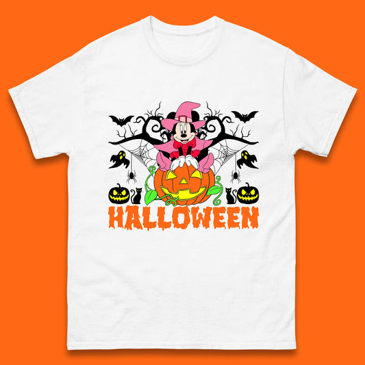 Disney Halloween Witch Minnie Mouse Sitting On Pumpkin Horror Scary Disneyland Trip Costume Mens Tee Top