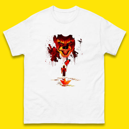 IT Clown Pennywise Halloween Horror Movie Character Serial Killer Clown Costume Mens Tee Top