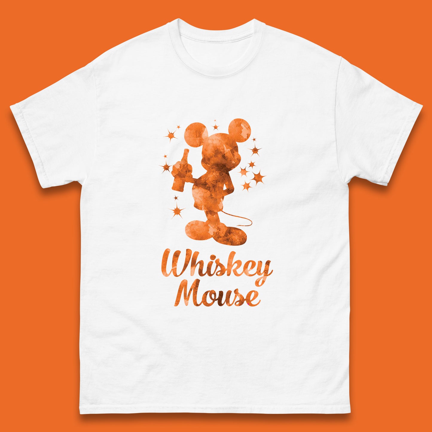 Whiskey Mouse Mickey Minnie Mouse Cartoon Character Holding Beer Bottle Disneyland Whiskey Lovers Mens Tee Top