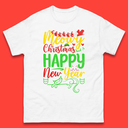 meowy christmas cat t shirt