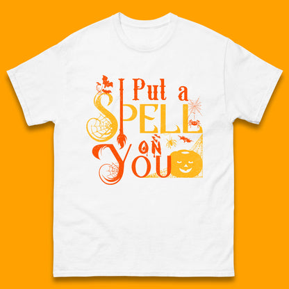 I Put a Spell on You Witch Broom Horror Spooky Scary Halloween Costume Mens Tee Top