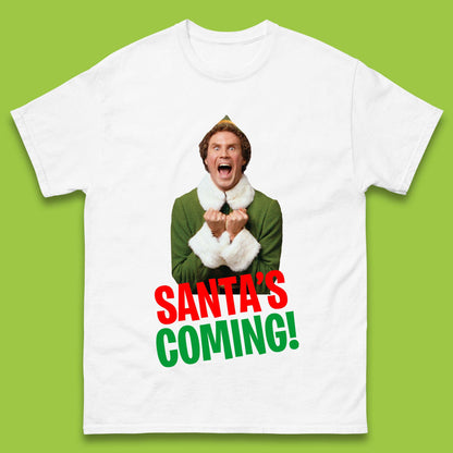 Elf Santa's Coming Christmas Mens T-Shirt