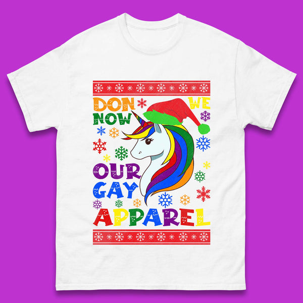 LGBT Rainbow Unicorn Christmas Mens T-Shirt