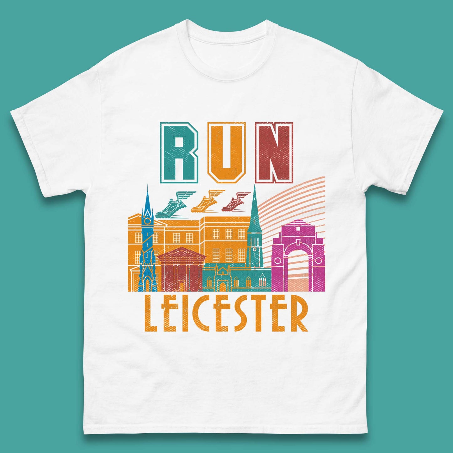 Run Leicester Festival Leicester Skyline Souvenir Race Leicester Running Mens Tee Top