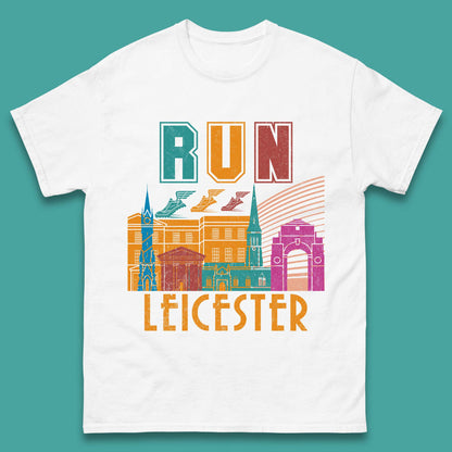 Run Leicester Festival Leicester Skyline Souvenir Race Leicester Running Mens Tee Top