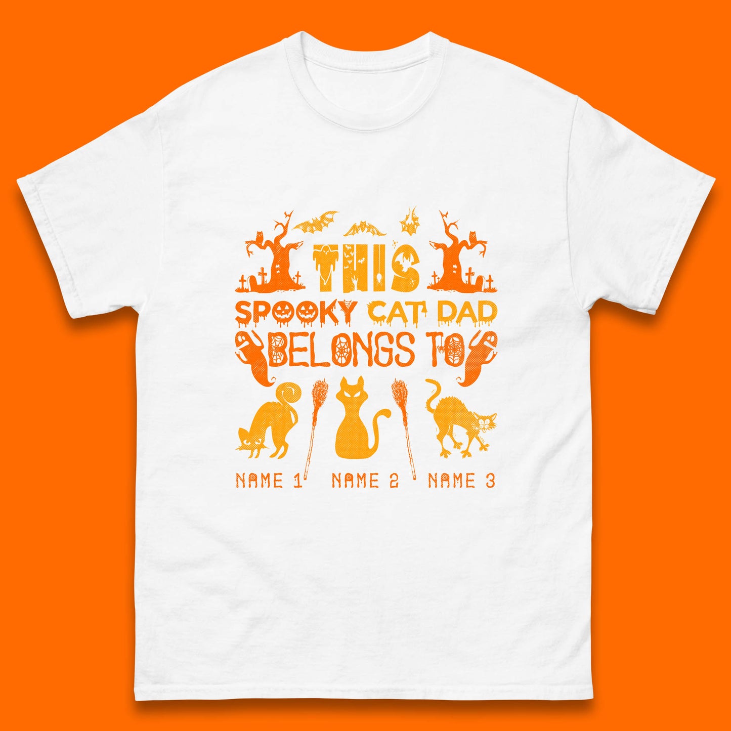 Personalised Halloween This Spooky Cat Dad Belongs To Your Cat Name Customized Halloween Cat Mens Tee Top