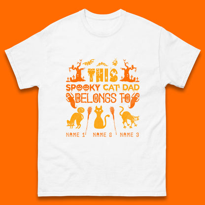 Personalised Halloween This Spooky Cat Dad Belongs To Your Cat Name Customized Halloween Cat Mens Tee Top