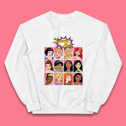 Dream Free Disney Princess Characters Disney Snow White Cinderella Jasmine Disney Princesses Group Disney World Kids Jumper