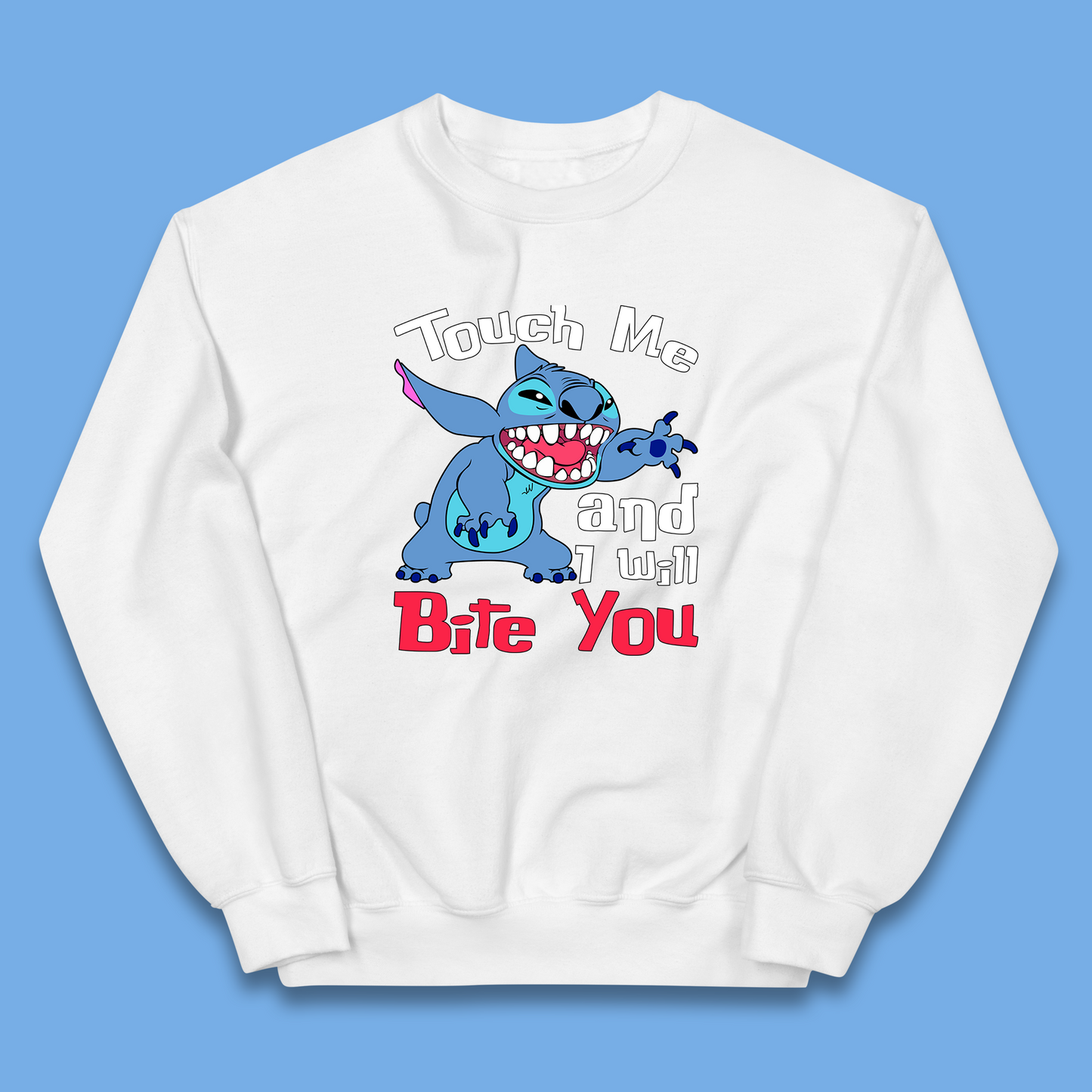 Disney Angry Stitch Cartoon Touch Me And I Will Bite You Lilo & Stitch Kids Jumper