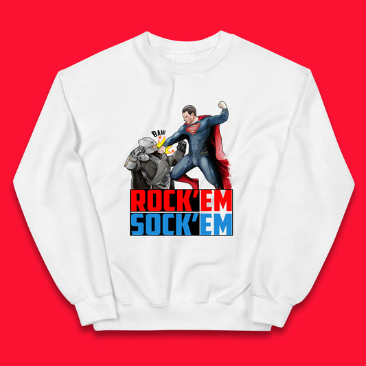 Rock'Em Sock'Em Batman V Superman Dawn Of Justice DC Comics Superheroes Fighting The Ultimate Face Off Kids Jumper
