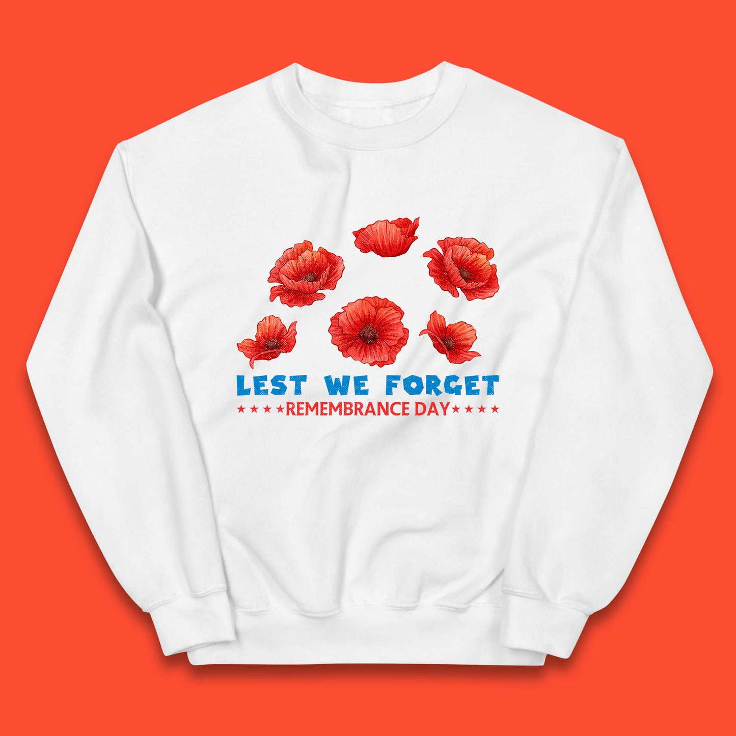 Lest We Forget Remembrance Day Poppy Flowers British Armed Forces Day Kids Jumper