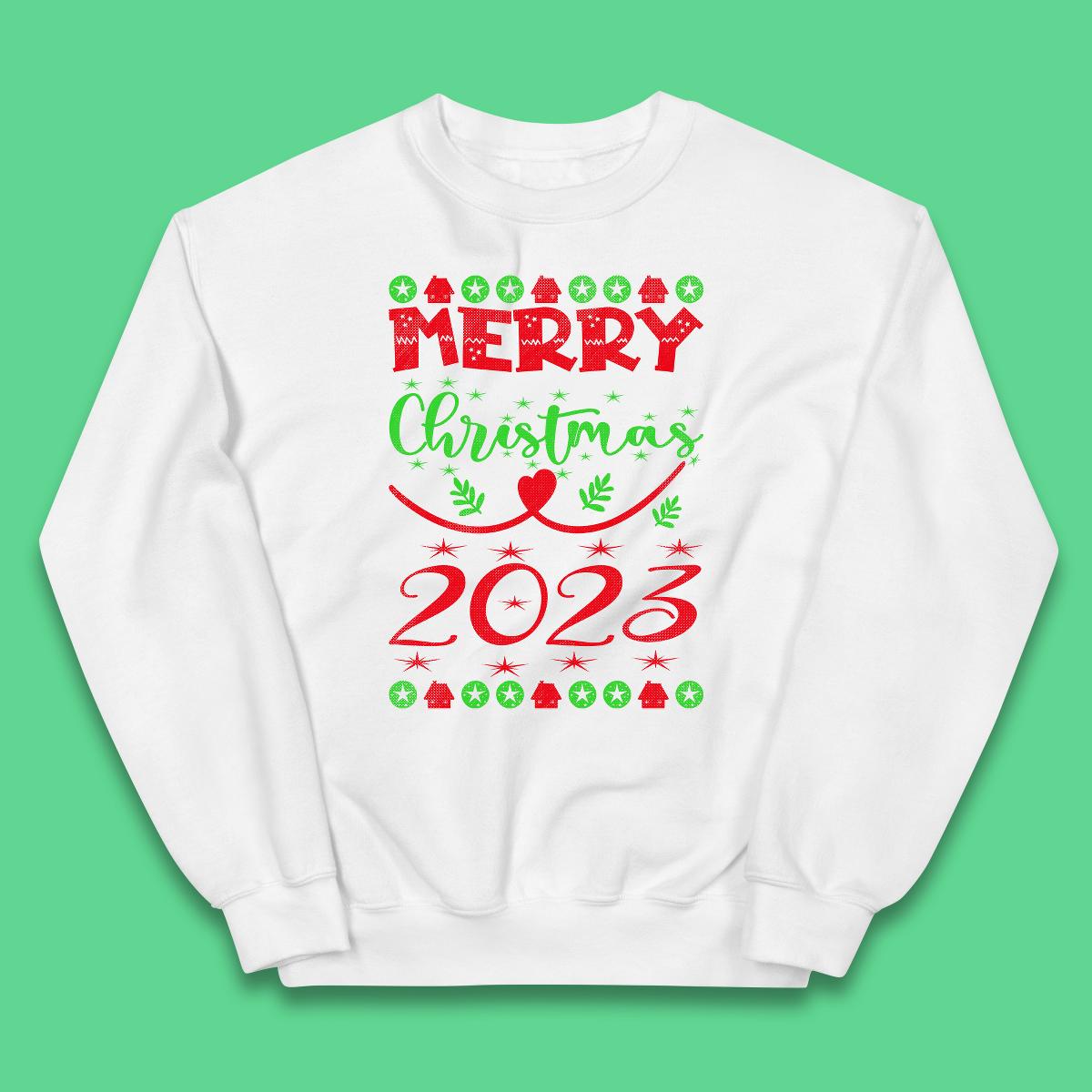 Merry Christmas 2023 Winter Holiday Xmas Festive Celebration Kids Jumper