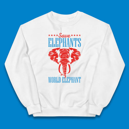 Save The Elephants World Elephant Day Zoo Animal Wildlife Kids Jumper