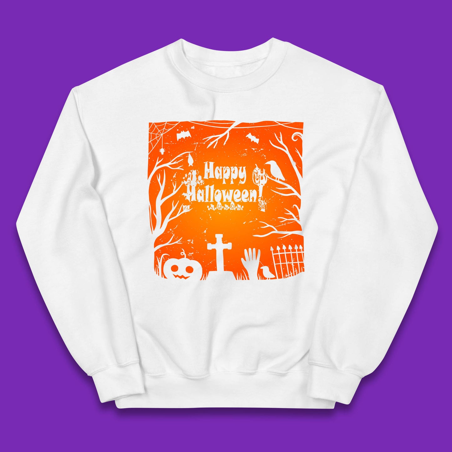 Happy Halloween Witch Hand Cross Sign Scary Pumpin Spooky Terrific Halloween Night Kids Jumper