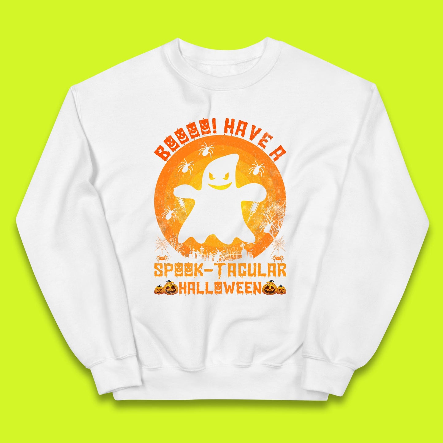 Boo Have A Spook Tacular Halloween Boo Ghost Horror Scary Spooky Season Kids Jumper