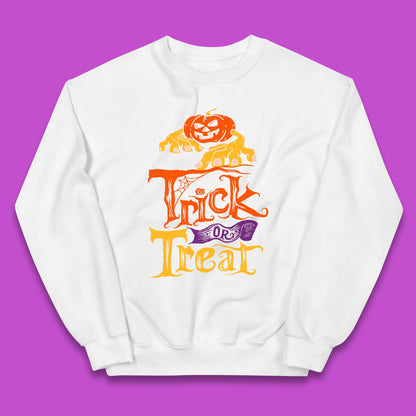 Halloween Trick Or Treat Horror Scary Evil Pumpkin With Zombie Hands Kids Jumper