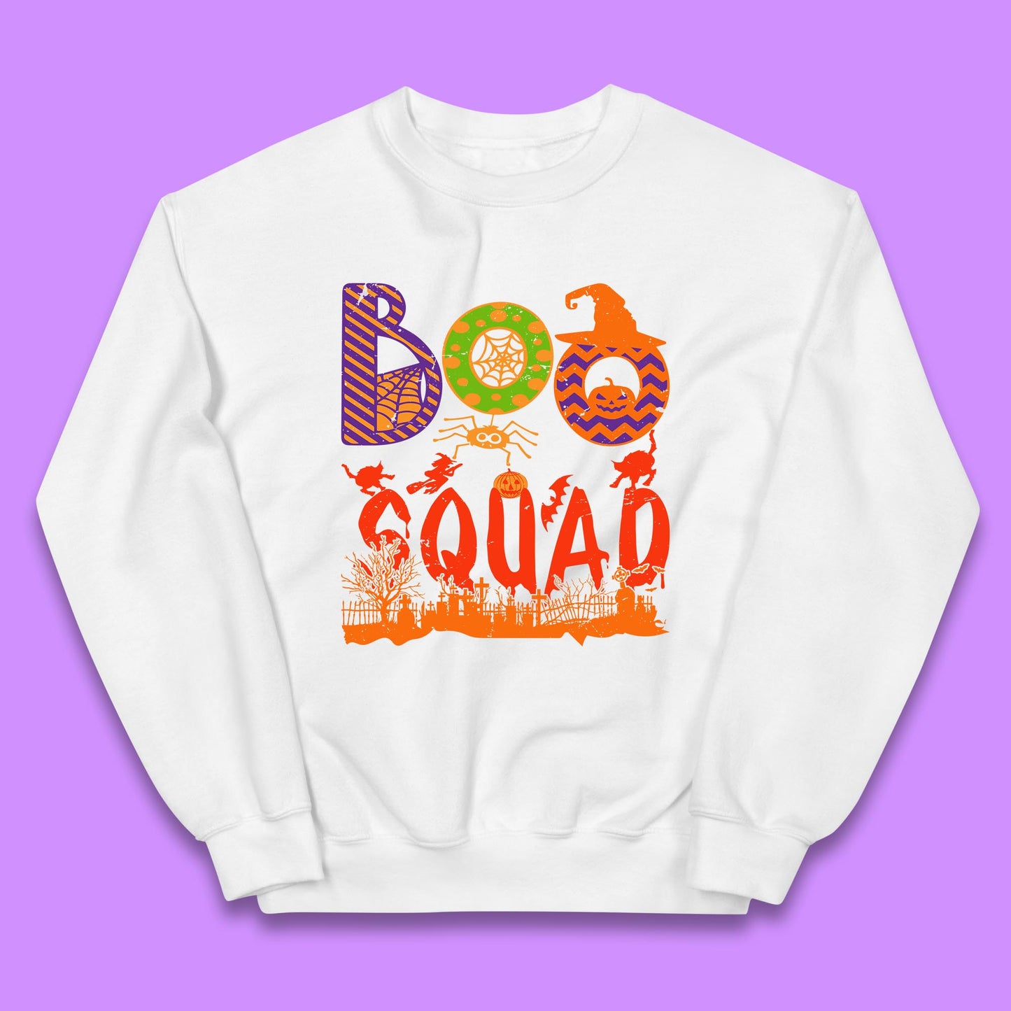 Boo Squad Halloween Matching Costume Horror Boo Crew Kids Jumper