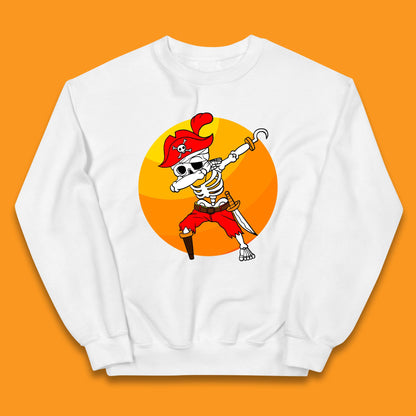 Dabbing Pirate Skeleton Halloween Jolly Roger Funny Halloween Costume Kids Jumper