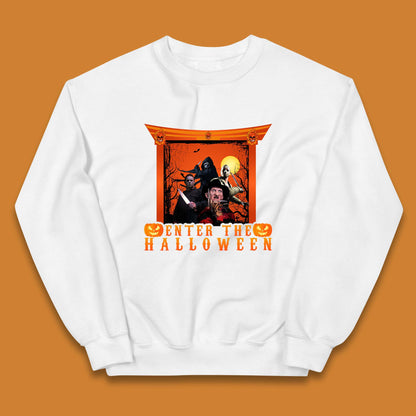Enter The Halloween Horror Movie Characters Friends Halloween Villians Serial Killers Kids Jumper