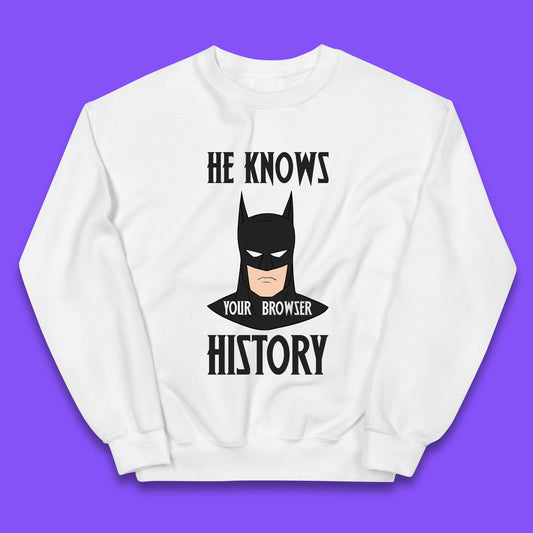 Batman He Knows Your Browser History DC Comics Superhero Comic Book Character Kids Jumper