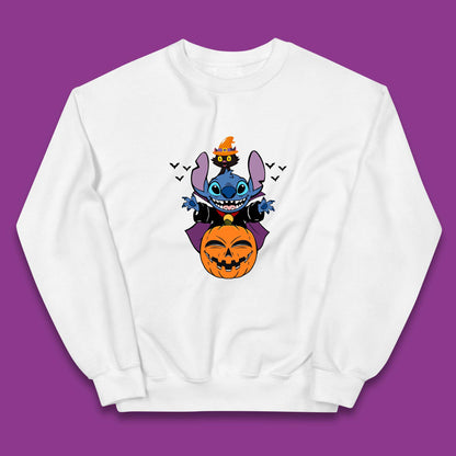 Disney Halloween Pumpkin Devil Stitch With Black Cat Horror Scary Disney Lilo & Stitch Kids Jumper