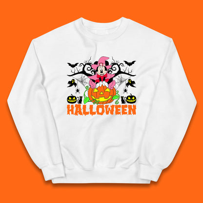 Disney Halloween Witch Minnie Mouse Sitting On Pumpkin Horror Scary Disneyland Trip Costume Kids Jumper