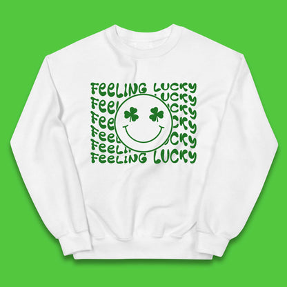 Feeling Lucky Smiley Shamrock Kids Jumper
