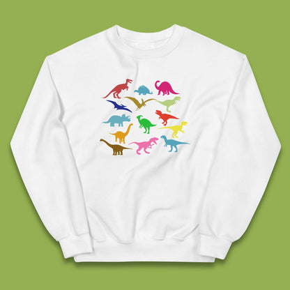 Colourful Dinosaurs Dino Fossil Dinosaurs Wild Nature Prehistoric Paleontology Velociraptor Kids Jumper