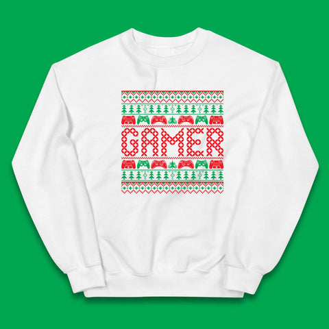 Gamer Christmas Game Controllers Game Day Christmas Gaming Ugly Xmas Kids Jumper