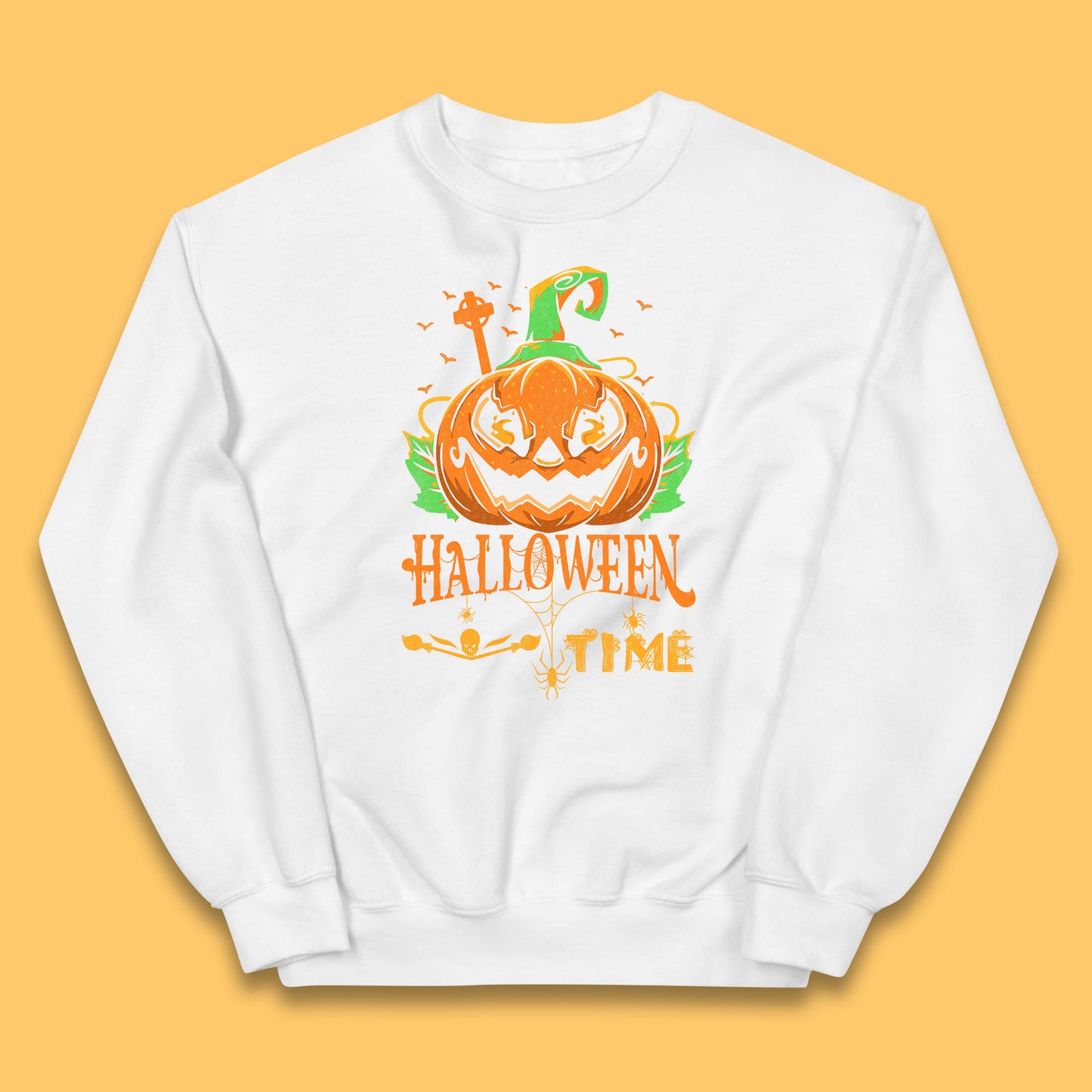Halloween Time Scary Face Jack O Lantern Horror Pumpkin Halloween Scary Night Kids Jumper